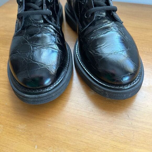 AGL Women’s Moreen Black Embossed Leather Lace-Up Combat Boot - Picture 6 of 13
